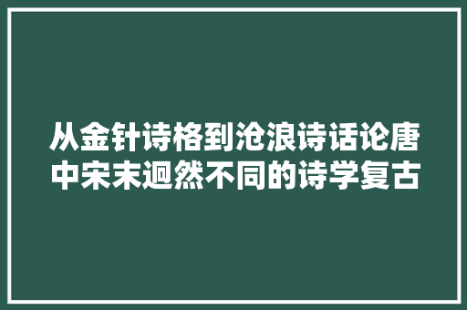 从金针诗格到沧浪诗话论唐中宋末迥然不同的诗学复古