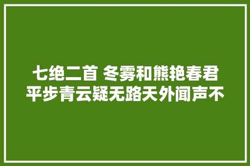 七绝二首 冬雾和熊艳春君平步青云疑无路天外闻声不见踪
