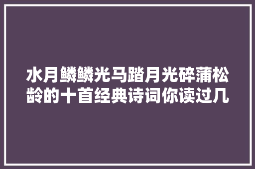 水月鳞鳞光马踏月光碎蒲松龄的十首经典诗词你读过几首