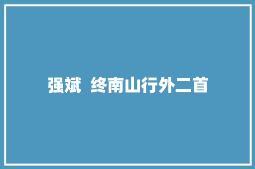 强斌  终南山行外二首