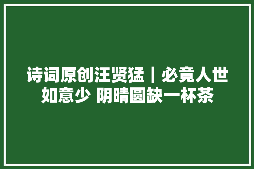 诗词原创汪贤猛｜必竟人世如意少 阴晴圆缺一杯茶