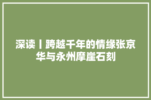 深读丨跨越千年的情缘张京华与永州摩崖石刻