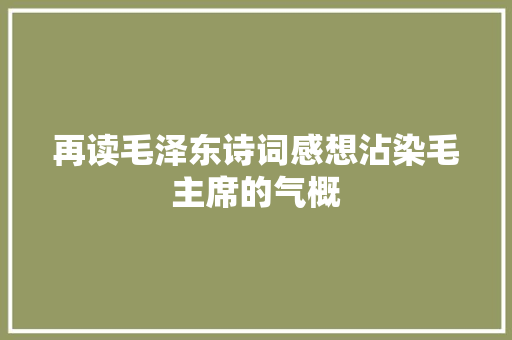 再读毛泽东诗词感想沾染毛主席的气概
