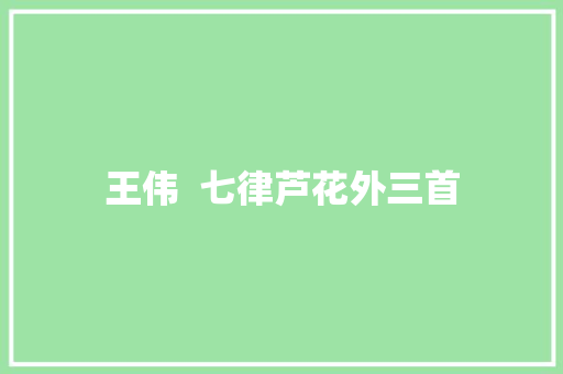 王伟  七律芦花外三首