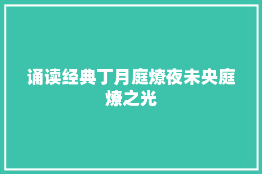 诵读经典丁月庭燎夜未央庭燎之光