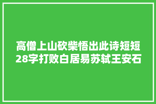 高僧上山砍柴悟出此诗短短28字打败白居易苏轼王安石三大年夜高手