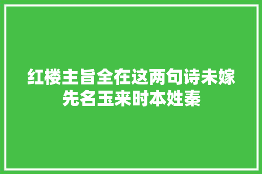 红楼主旨全在这两句诗未嫁先名玉来时本姓秦