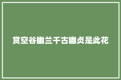 赏空谷幽兰千古幽贞是此花