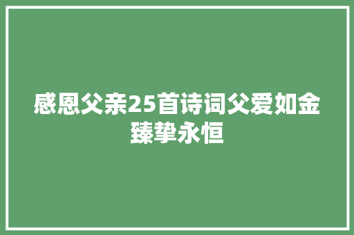 感恩父亲25首诗词父爱如金臻挚永恒