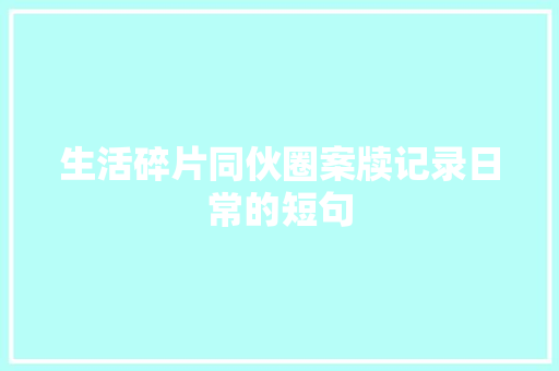 生活碎片同伙圈案牍记录日常的短句
