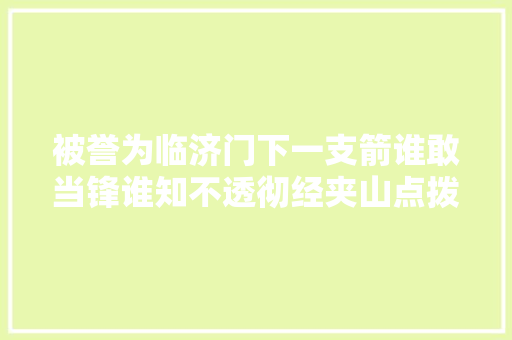 被誉为临济门下一支箭谁敢当锋谁知不透彻经夹山点拨长年夜悟