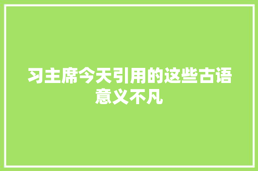 习主席今天引用的这些古语意义不凡
