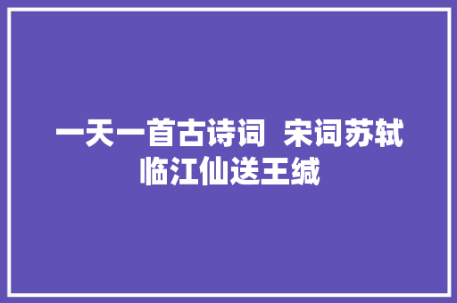 一天一首古诗词  宋词苏轼临江仙送王缄
