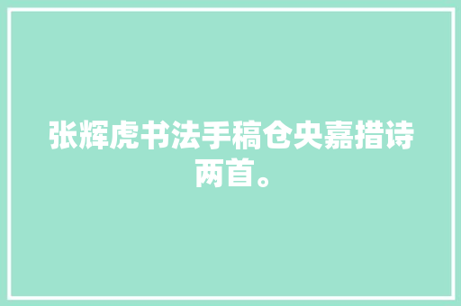 张辉虎书法手稿仓央嘉措诗两首。