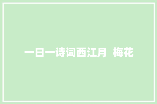 一日一诗词西江月  梅花
