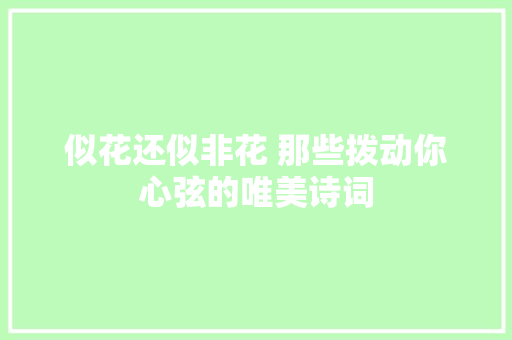 似花还似非花 那些拨动你心弦的唯美诗词