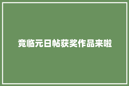 竞临元日帖获奖作品来啦