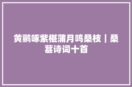 黄鹂啄紫椹蒲月鸣桑枝｜桑葚诗词十首