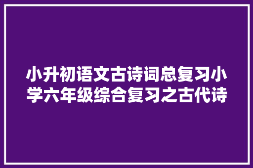 小升初语文古诗词总复习小学六年级综合复习之古代诗词相关常识