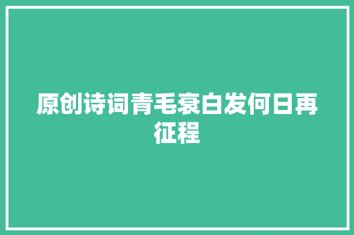 原创诗词青毛衰白发何日再征程