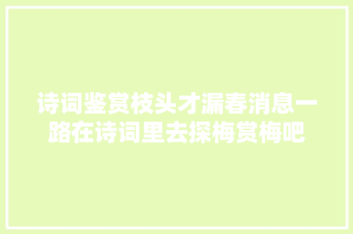 诗词鉴赏枝头才漏春消息一路在诗词里去探梅赏梅吧