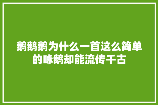 鹅鹅鹅为什么一首这么简单的咏鹅却能流传千古 鹅鹅鹅为什么一首这么简单的咏鹅却能流传千古