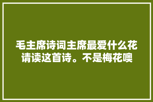 毛主席诗词主席最爱什么花请读这首诗。不是梅花噢