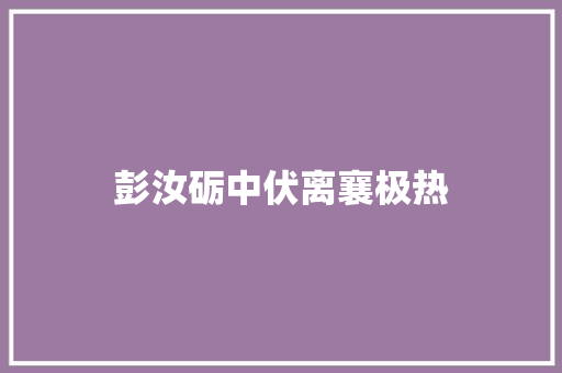 彭汝砺中伏离襄极热