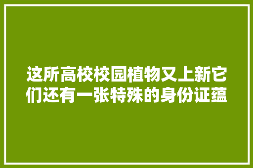 这所高校校园植物又上新它们还有一张特殊的身份证蕴藏着不言之教的大年夜文章