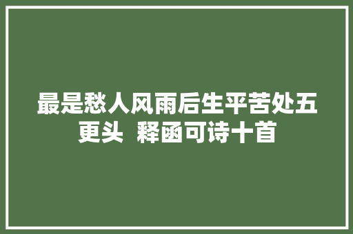 最是愁人风雨后生平苦处五更头  释函可诗十首