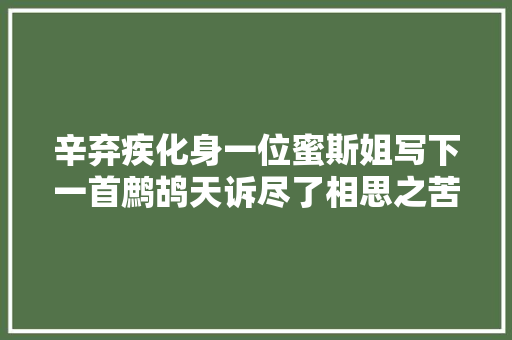 辛弃疾化身一位蜜斯姐写下一首鹧鸪天诉尽了相思之苦