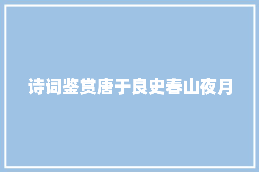 诗词鉴赏唐于良史春山夜月