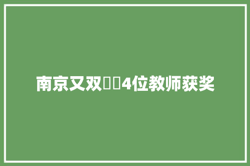 南京又双叒叕4位教师获奖
