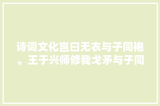 诗词文化岂曰无衣与子同袍。王于兴师修我戈矛与子同仇