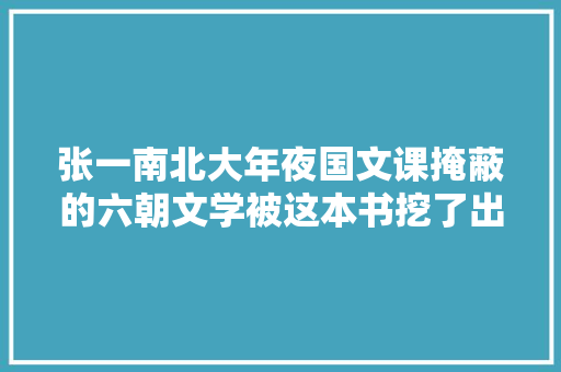 张一南北大年夜国文课掩蔽的六朝文学被这本书挖了出来