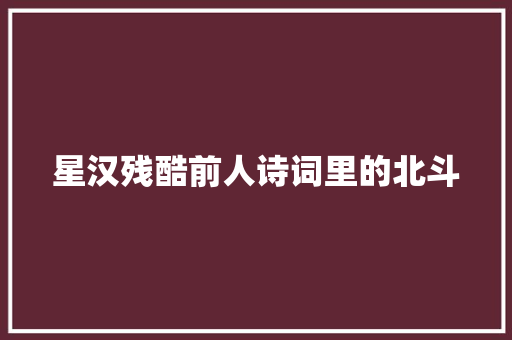 星汉残酷前人诗词里的北斗