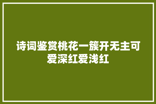诗词鉴赏桃花一簇开无主可爱深红爱浅红