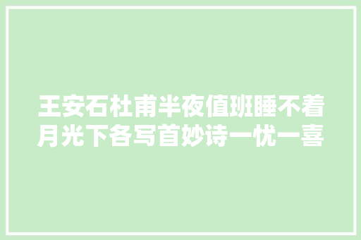 王安石杜甫半夜值班睡不着月光下各写首妙诗一忧一喜难决牝牡