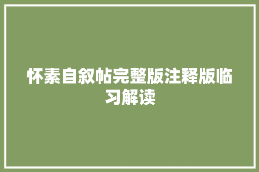 怀素自叙帖完整版注释版临习解读