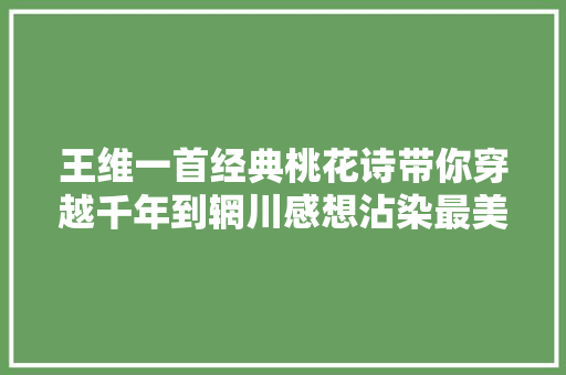 王维一首经典桃花诗带你穿越千年到辋川感想沾染最美春天