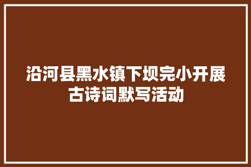 沿河县黑水镇下坝完小开展古诗词默写活动