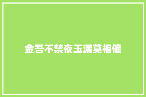 金吾不禁夜玉漏莫相催