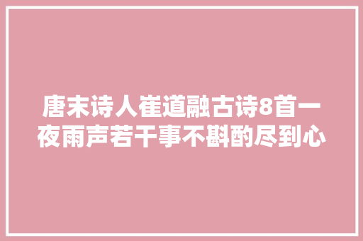 唐末诗人崔道融古诗8首一夜雨声若干事不斟酌尽到心头