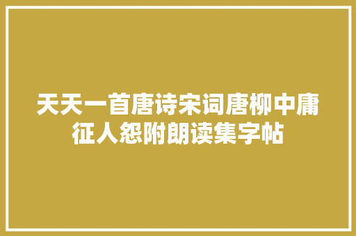 天天一首唐诗宋词唐柳中庸征人怨附朗读集字帖