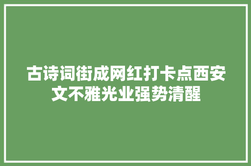 古诗词街成网红打卡点西安文不雅光业强势清醒