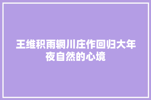 王维积雨辋川庄作回归大年夜自然的心境