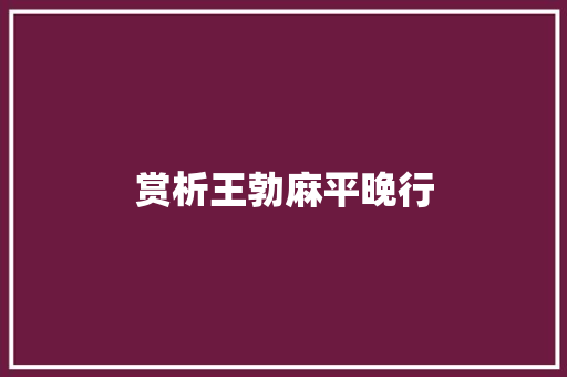 赏析王勃麻平晚行