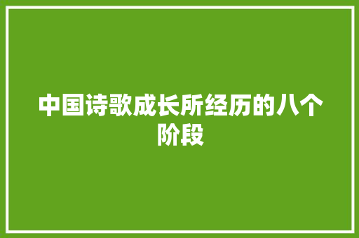 中国诗歌成长所经历的八个阶段