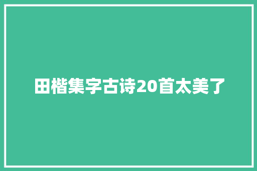 田楷集字古诗20首太美了