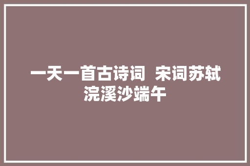 一天一首古诗词  宋词苏轼浣溪沙端午